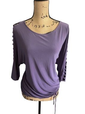 PerSeption Concept Lavender Purple Knit Drawstring Side Top